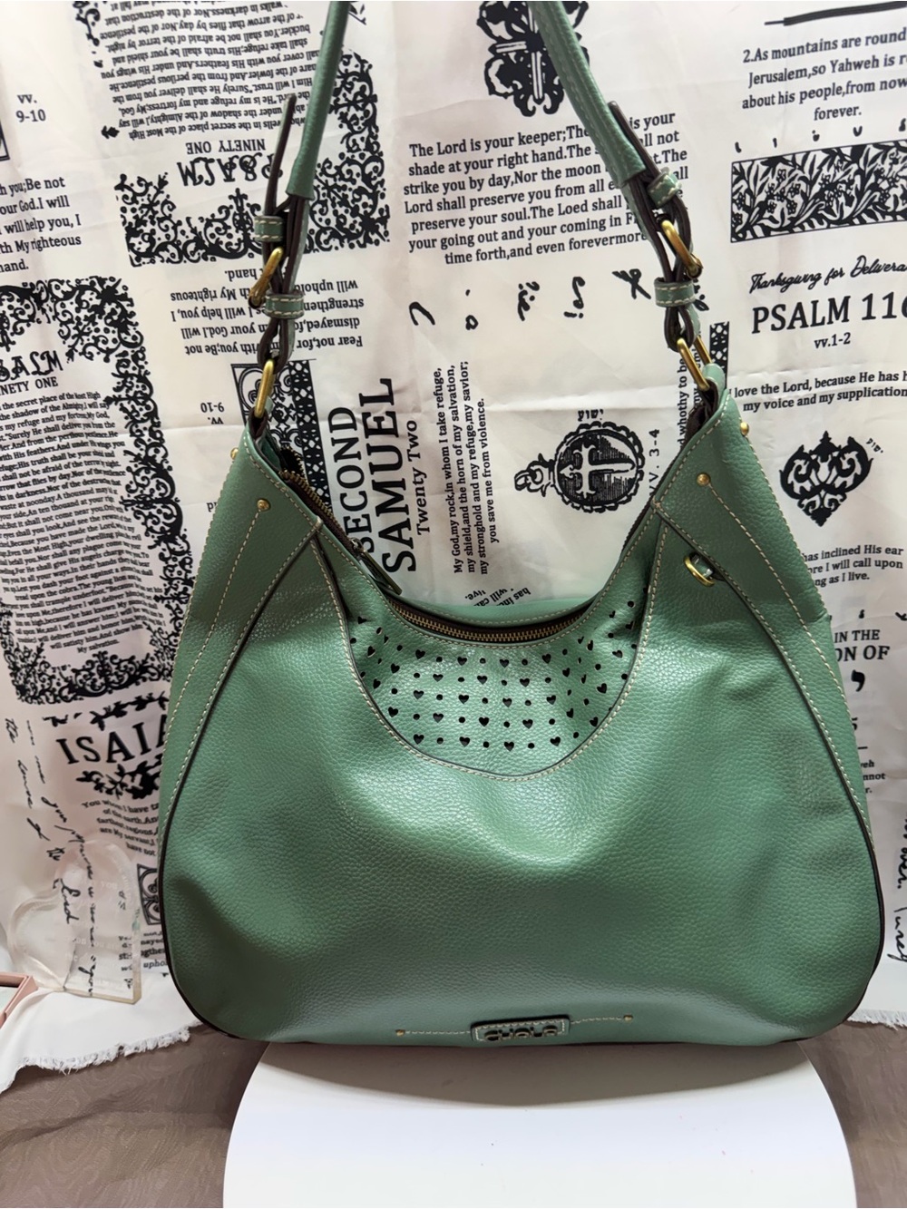 Chala Sweet Hobo Shoulder Bag in Mint Green with Dog Coin Purse - Picture 2 of 14
